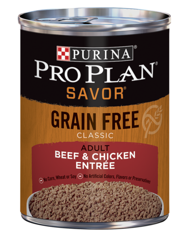 Purina Pro Plan SAVOR Grain Free Adult Classic Beef & Chicken Entrée Wet Dog Food (13 oz, Pack of 12)