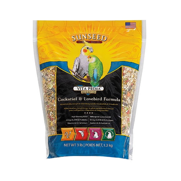 SUN SEED VITA PRIMA COCKATIEL & LOVEBIRD FORMULA (3 lbs)